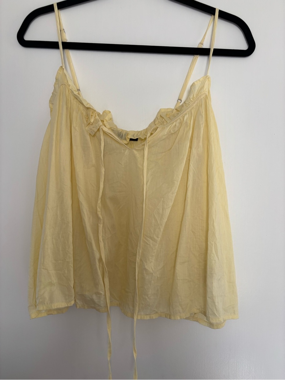 Zara Pale Yellow Ruffle-Trim Spaghetti Strap Cami